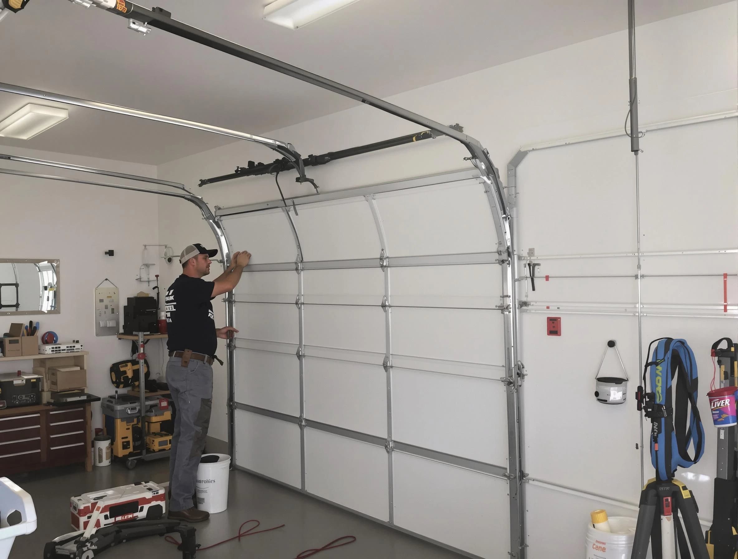 Arvada Garage Door Repair team installing new garage door in Arvada