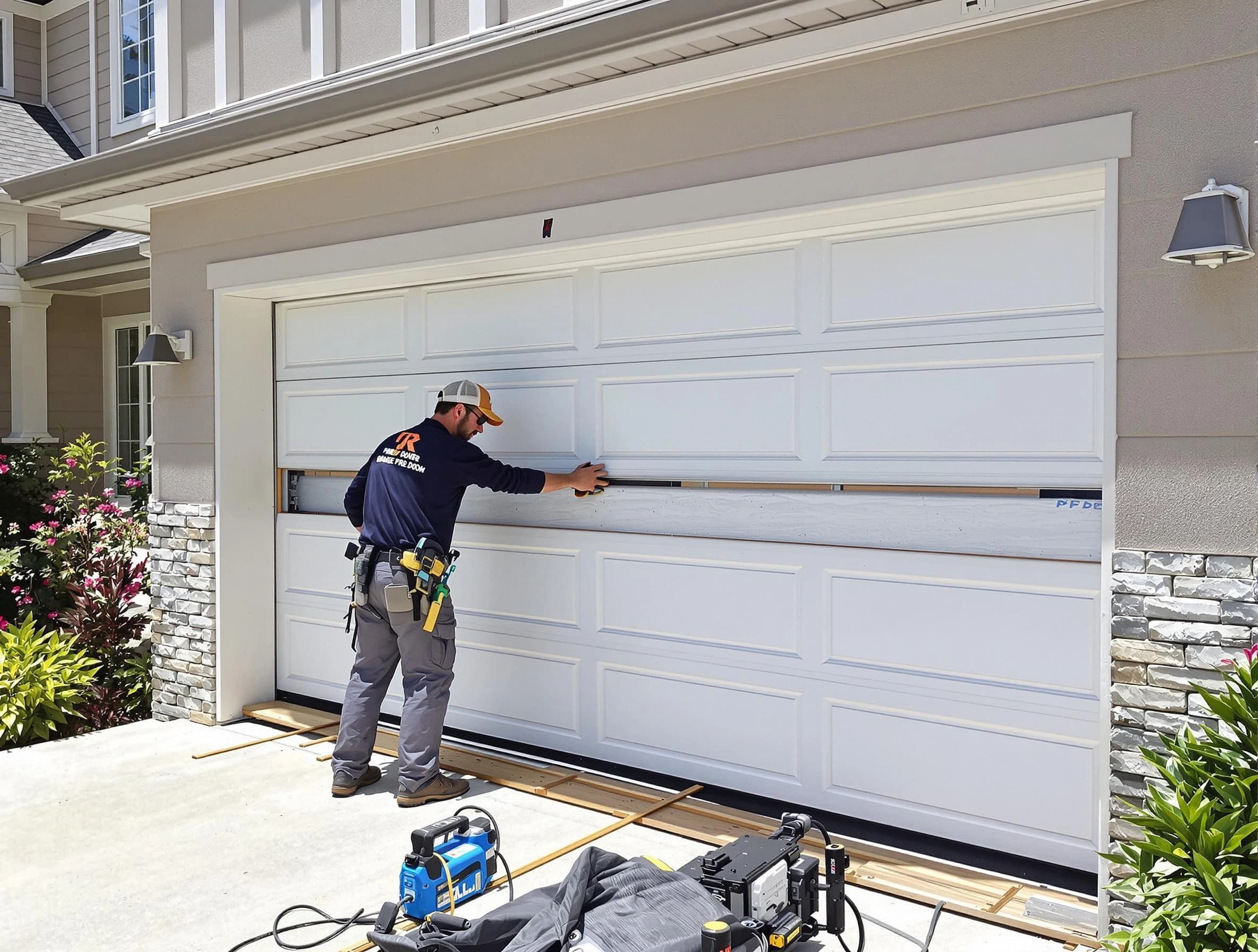 Arvada Garage Door Repair team performing complete garage door replacement at Arvada residence