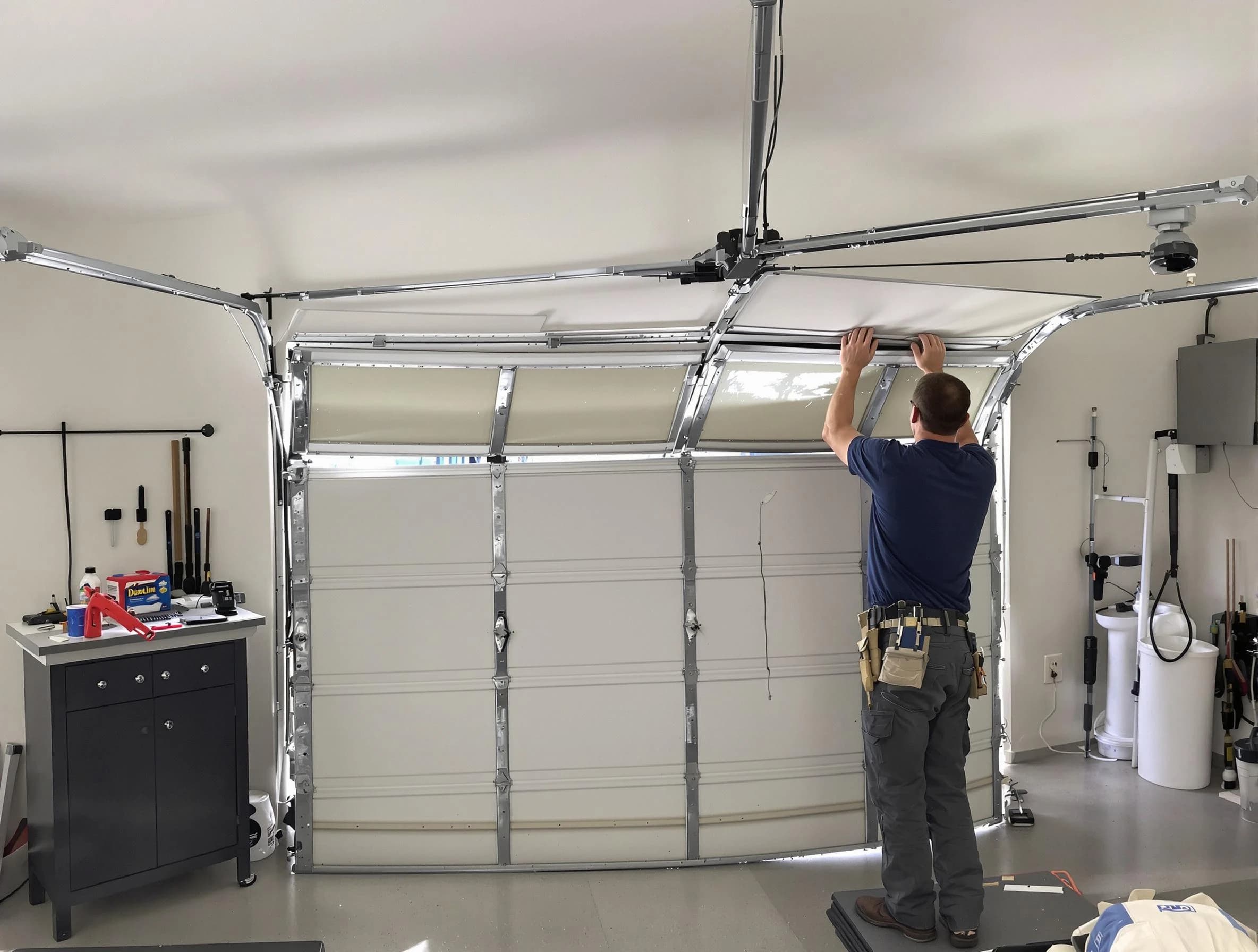 Arvada Garage Door Repair specialist performing precise section replacement on Arvada garage door