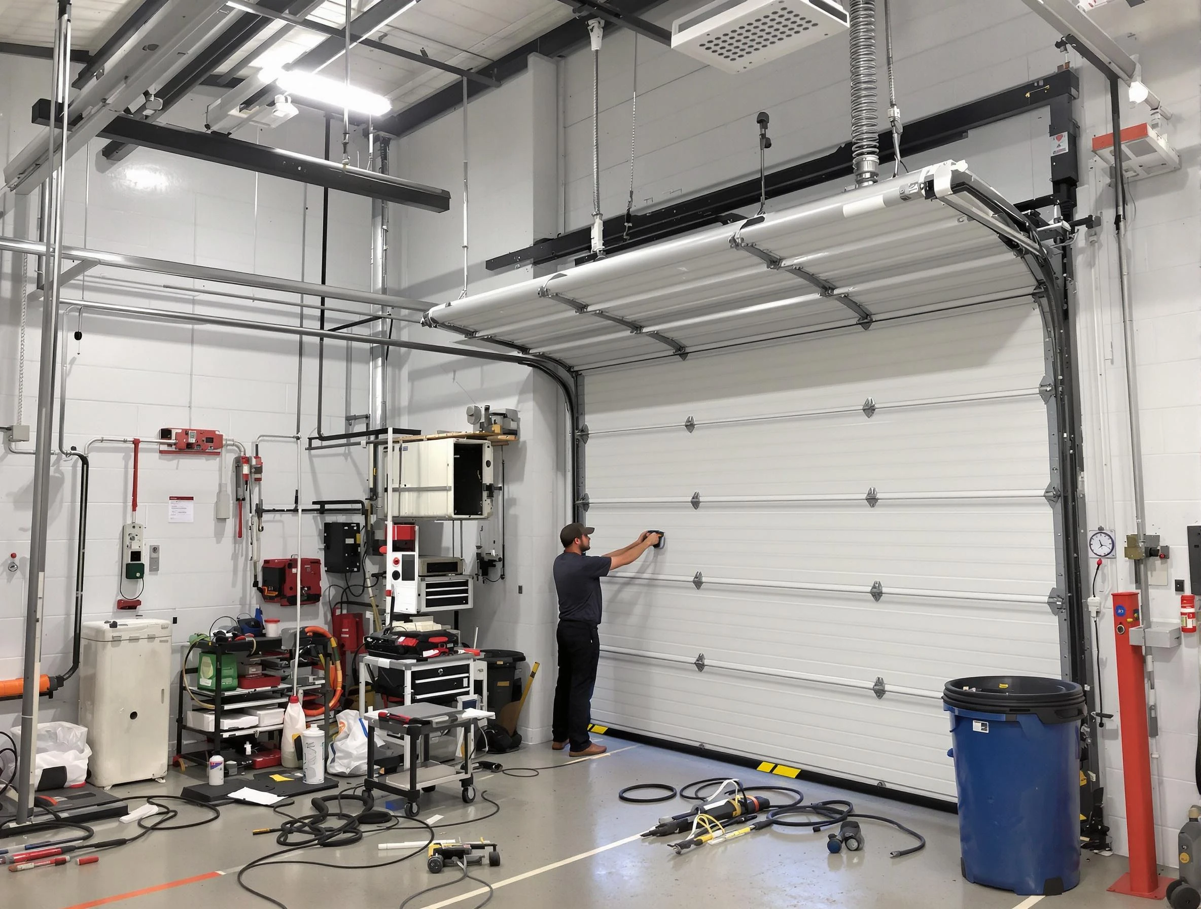 Arvada Garage Door Repair certified technician performing commercial door repair at a Arvada business facility