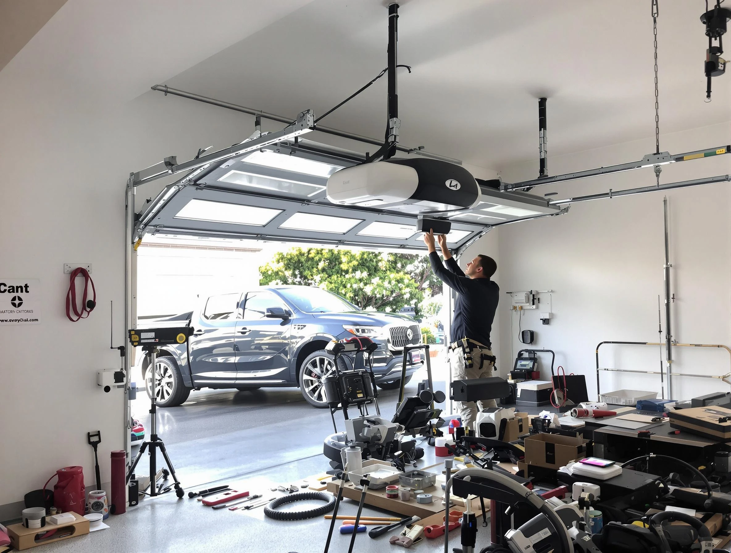 Arvada Garage Door Repair specialist installing smart garage door opener system in Arvada home