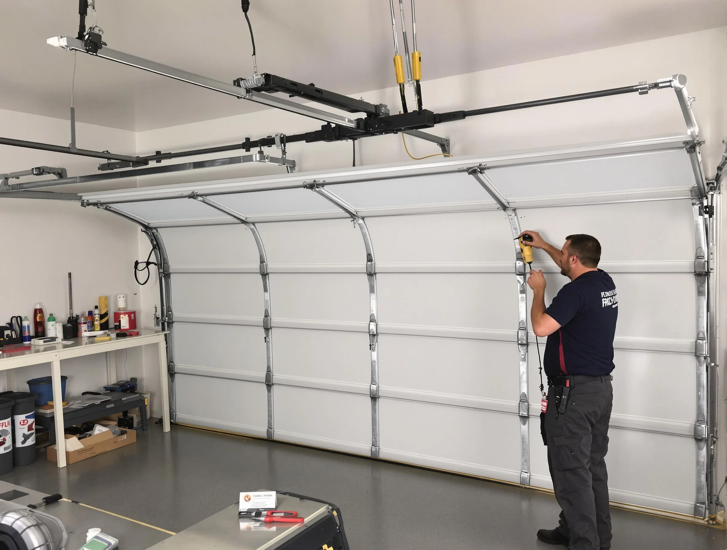 Arvada Garage Door Repair certified technician performing overhead door system repair in Arvada